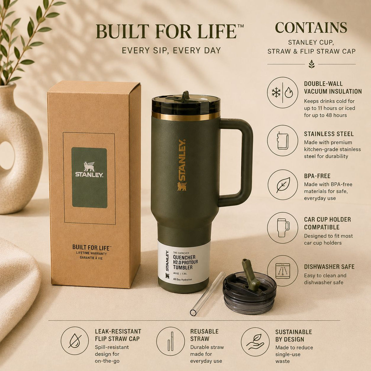 Stanley Quencher. Flip Straw Tumbler 40oz