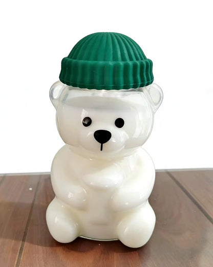 Teddy Bear Glass Tumbler with Straw