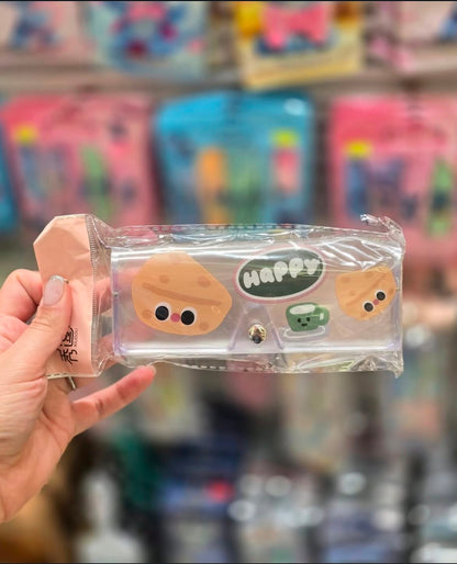 Kawaii Transparent Glasses Case – Cute Character Mix Design - Pack of 2