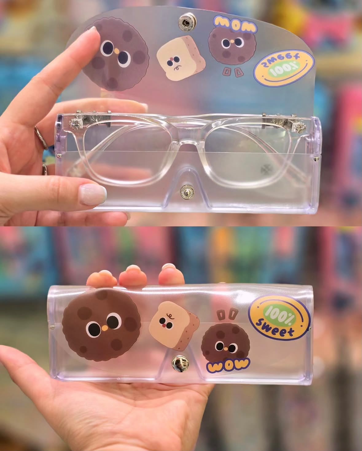 Kawaii Transparent Glasses Case – Cute Character Mix Design - Pack of 2