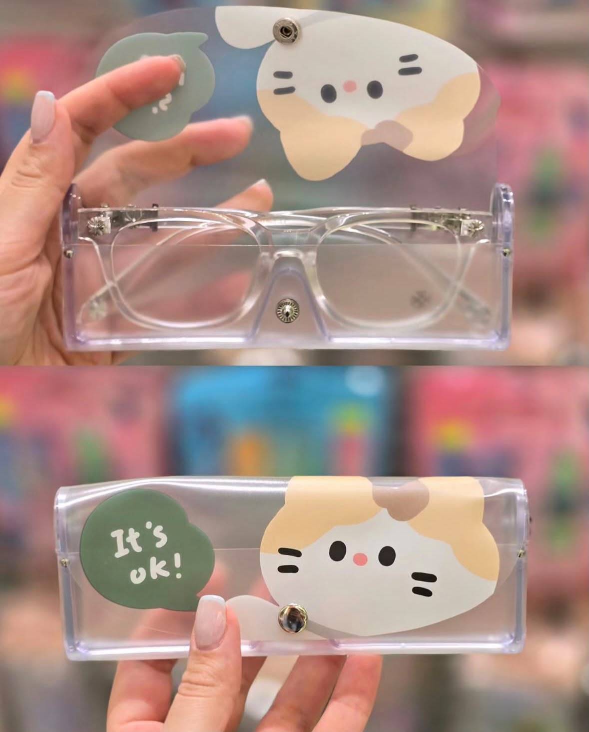 Kawaii Transparent Glasses Case – Cute Character Mix Design - Pack of 2