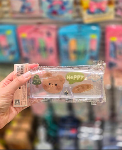 Kawaii Transparent Glasses Case – Cute Character Mix Design - Pack of 2