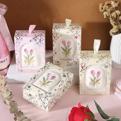 Floral Embroidered Hand Towel – Gift Box - Mix Colour - Pack of 2