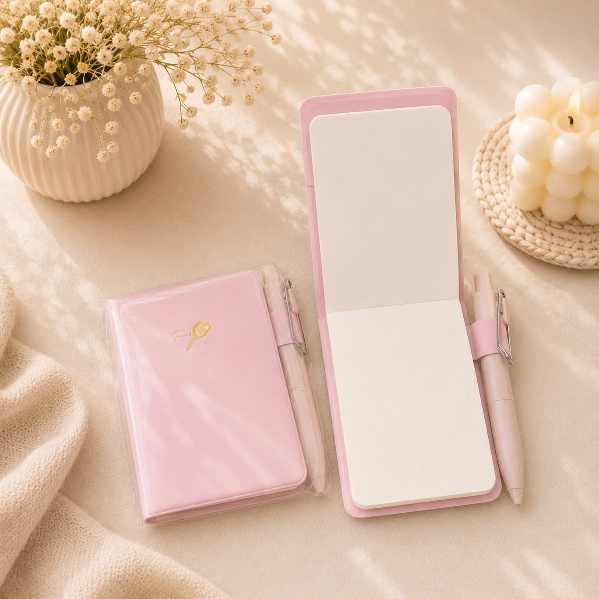 Minimal Pastel Pocket Notebook with Pen | Sports Theme