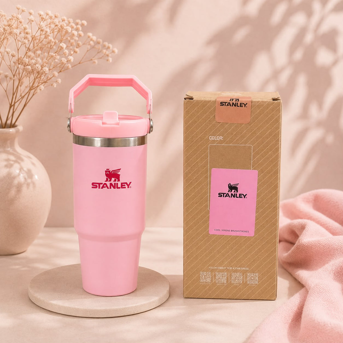 Stanley Inspired IceFlow Flip Straw Tumbler | Citron & Cool Serene Brushstrokes | 30oz
