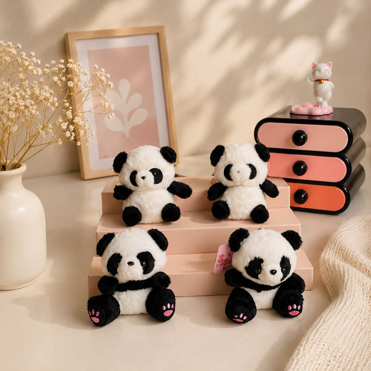 Kawaii Panda Plushie Keychain & Bag Charm