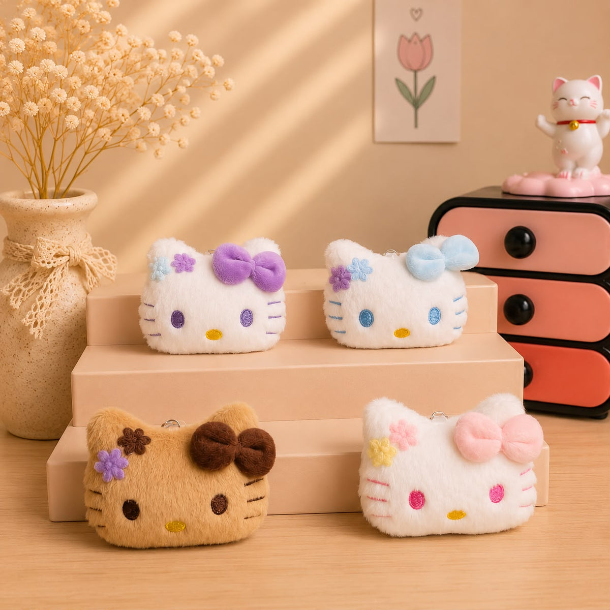 Kawaii Kitty Cat Plushie Keychain & Bag Charm