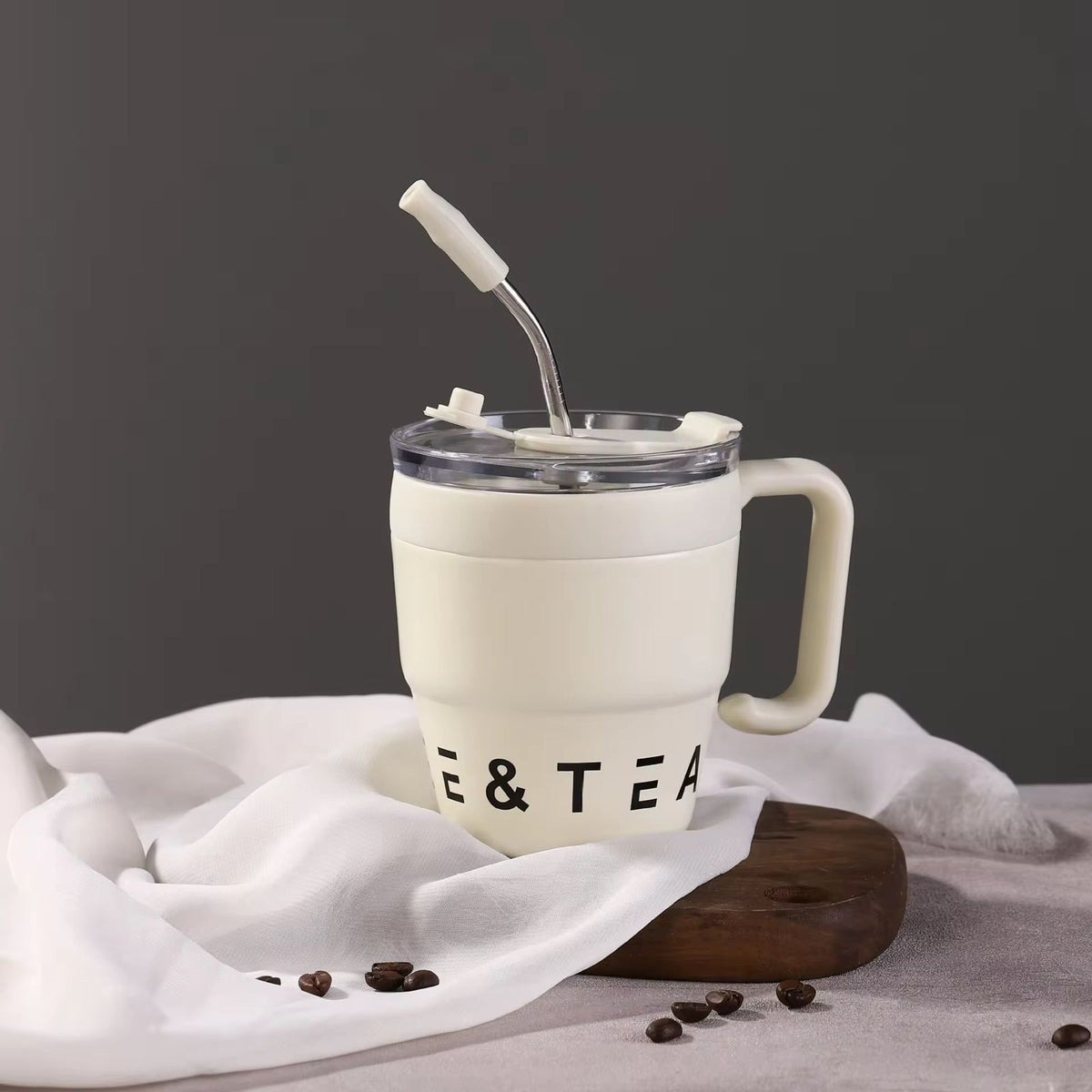 Coffee & Tea Insulated Mug with Steel Straw