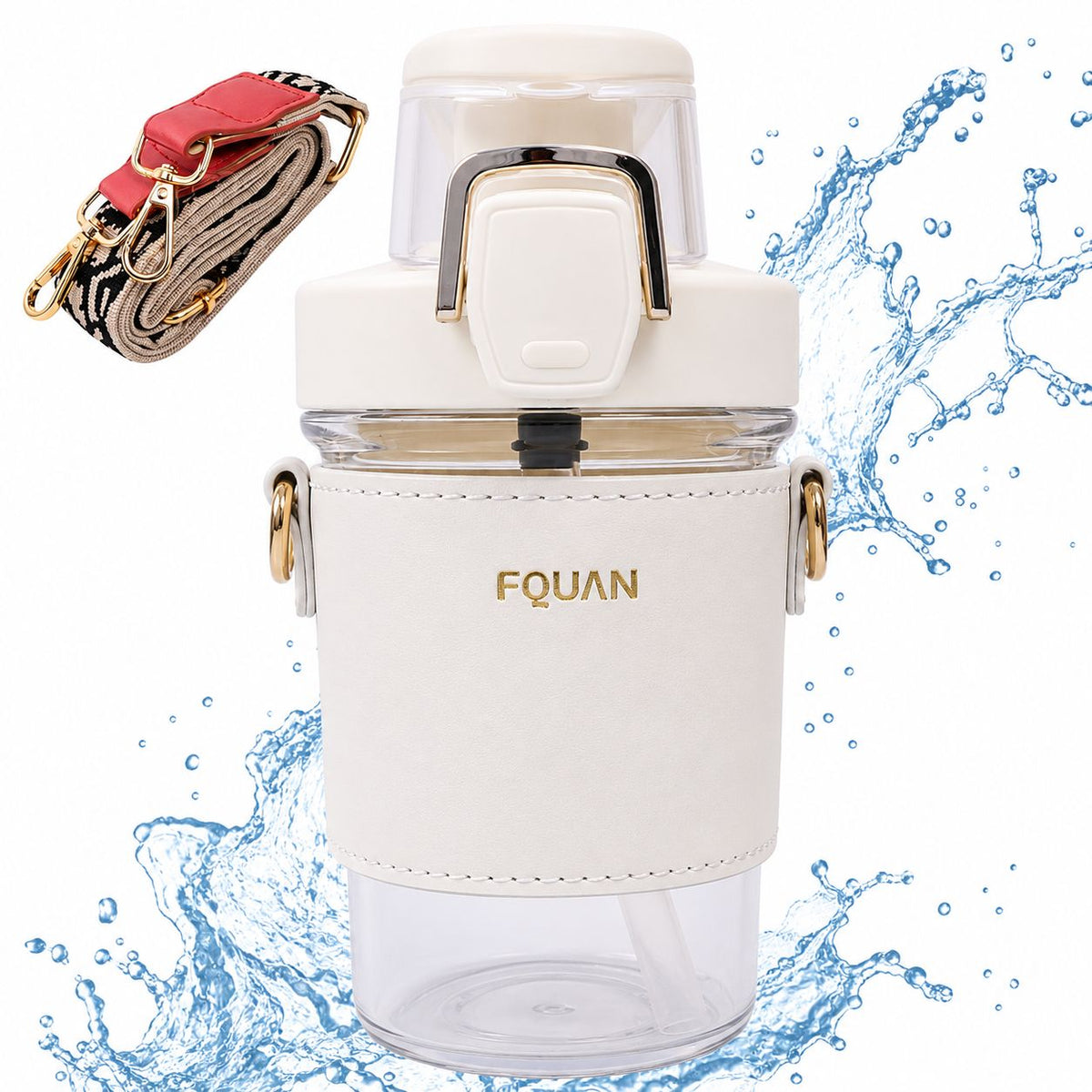 FQUAN Crossbody Water Bottle with Strap