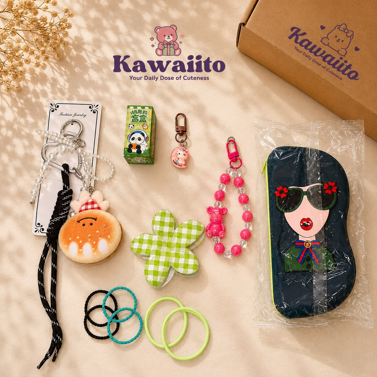 Kawaii Sunglasses Case with Wrist Strap
