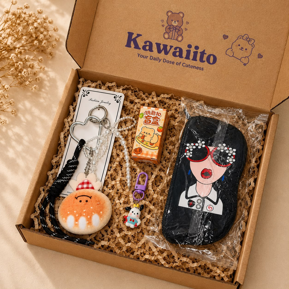 Kawaii Sunglasses Case with Wrist Strap