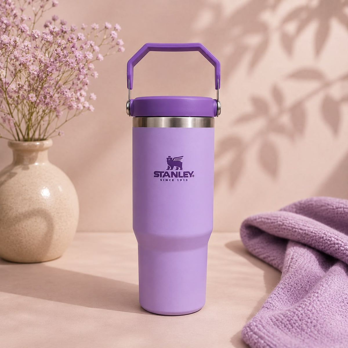 Stanley Inspired IceFlow Flip Straw Tumbler | Citron & Cool Serene Brushstrokes | 30oz