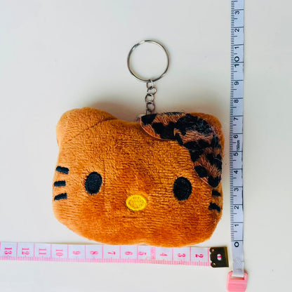 Leopard Bow Kitty Face Plushie Keychain – Chunky Kawaii Cat Bag Charm