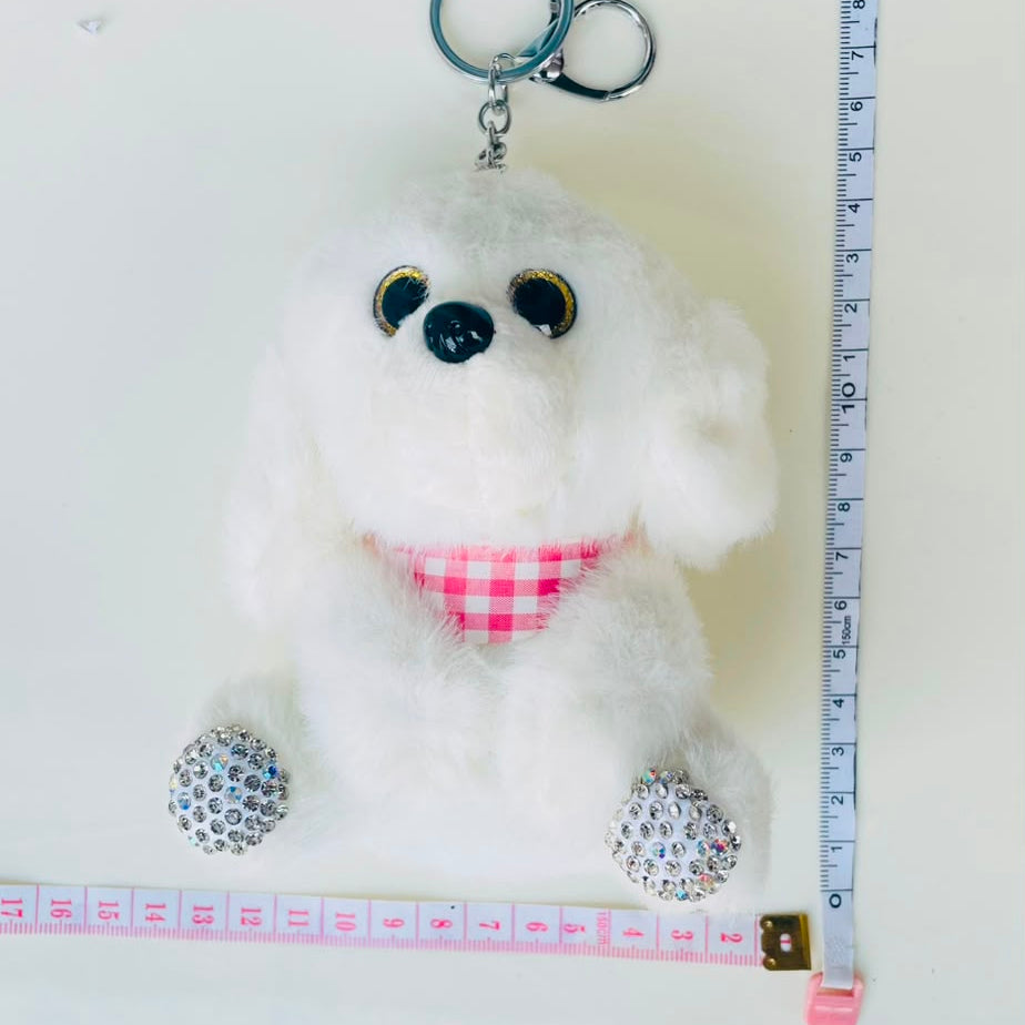 Rhinestone Plushie Bag Charm | Kawaii Bear, Bunny, Raccoon & Puppy Keychain