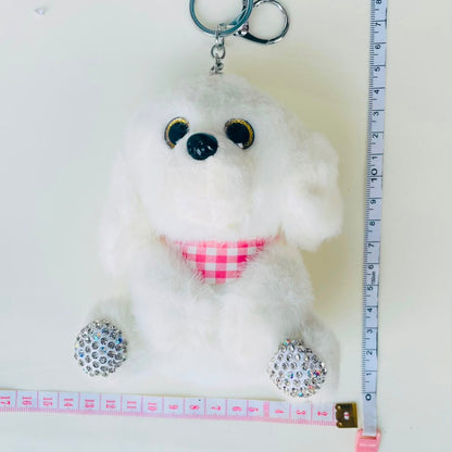 Rhinestone Plushie Bag Charm | Kawaii Bear, Bunny, Raccoon & Puppy Keychain