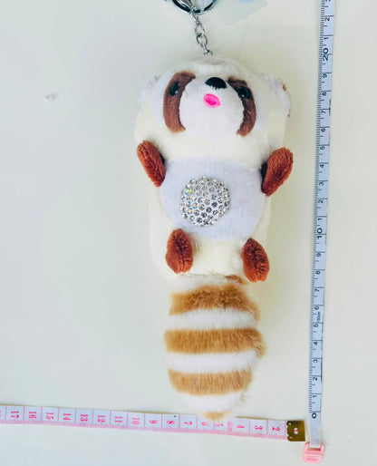 Rhinestone Plushie Bag Charm | Kawaii Bear, Bunny, Raccoon & Puppy Keychain