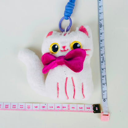 The Nerdy Cats Club Plush Keychain | Kawaii Cat Bag Charm with Bow