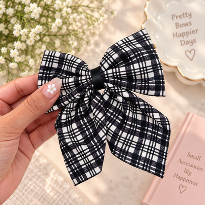 Gingham Plaid Bow Hair Clip