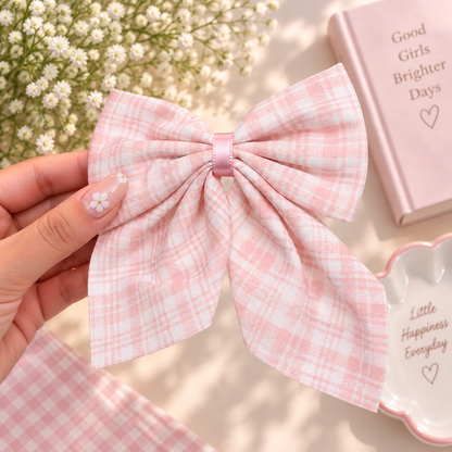 Gingham Plaid Bow Hair Clip