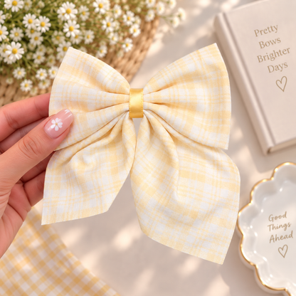 Gingham Plaid Bow Hair Clip