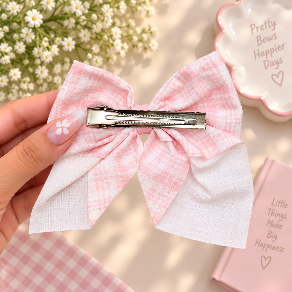 Gingham Plaid Bow Hair Clip