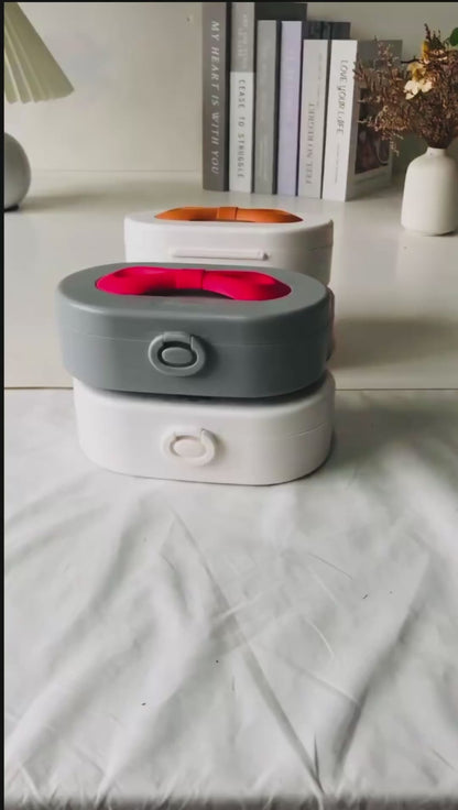 Kawaii Bow Storage Box with Mirror & Silicon Compartments