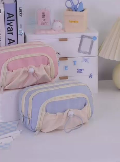 Multi-Compartment Pencil & Cosmetic Pouch
