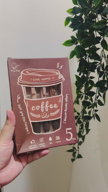 Coffee Lover Gel Pen Set of 5 | Kawaii Stationery Set