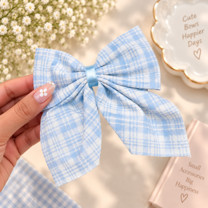 Gingham Plaid Bow Hair Clip