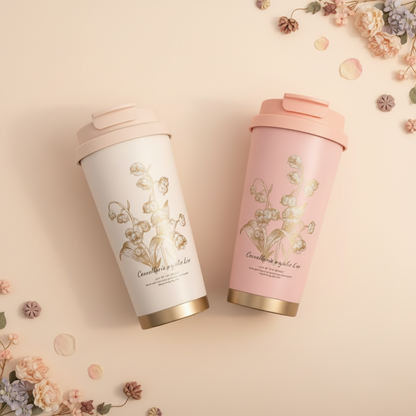 Insulated Vacuum Flask Floral Coffee Tumbler